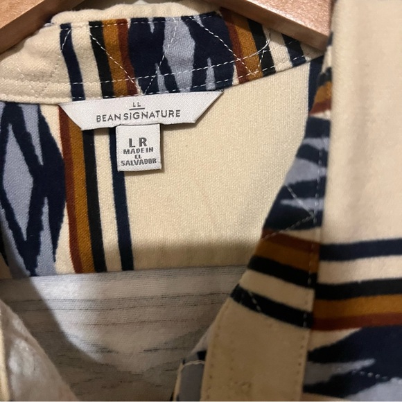 L.L. Bean Men's Casual Button Down Shirt - Cream, Blue, Brown - Picture 5 of 5